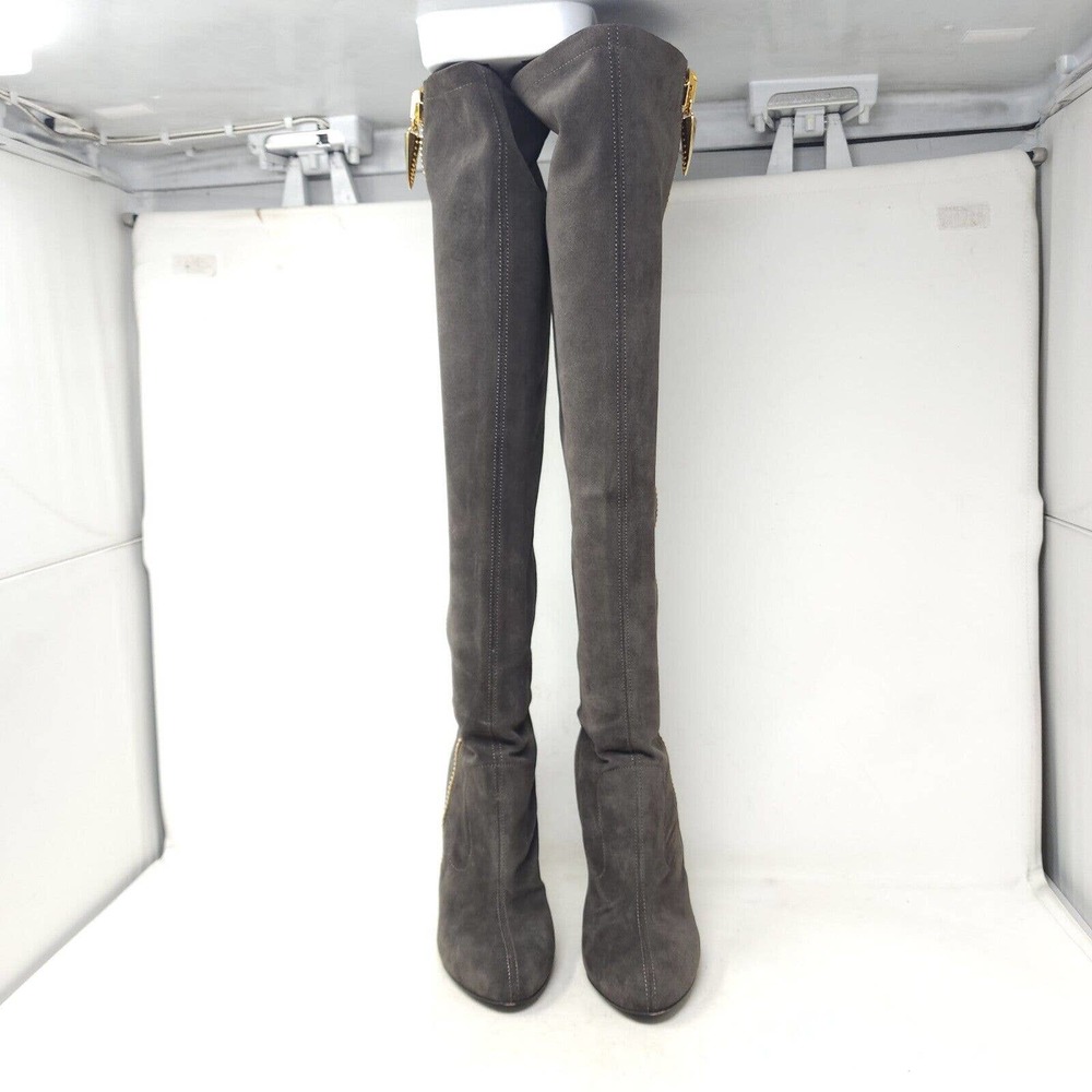 Giuseppe Zanotti Womens Boots Vera Brown Suede Leather OTK Heeled Sz 35.5 5.5 - Picture 7 of 12